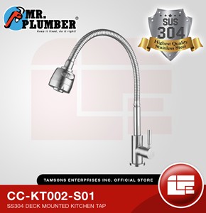 Mr.Plumber CC-KT002-S01 SS304 Deck Mounted Kitchen Tap