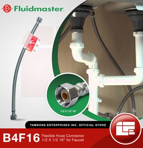 Fluidmaster (B4F16) 1/2“ x 1/2” x 16” Water Supply Connector (Faucet)